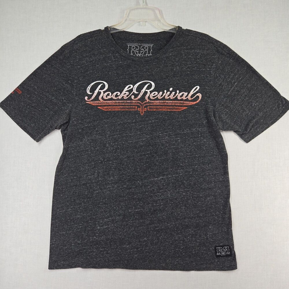 Rock Revival T Shirt Mens Large Gray Eagle Graphic Logo USA Short Sleeve Biker